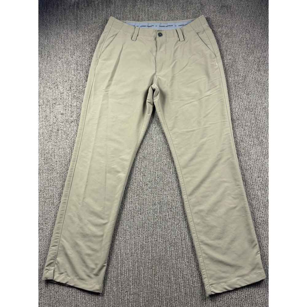 Under Armour Mens 34x32 Chino Golf Pants Performance Chino Khaki Elastic Waist